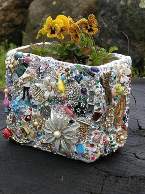 DIY Bedazzled Planter