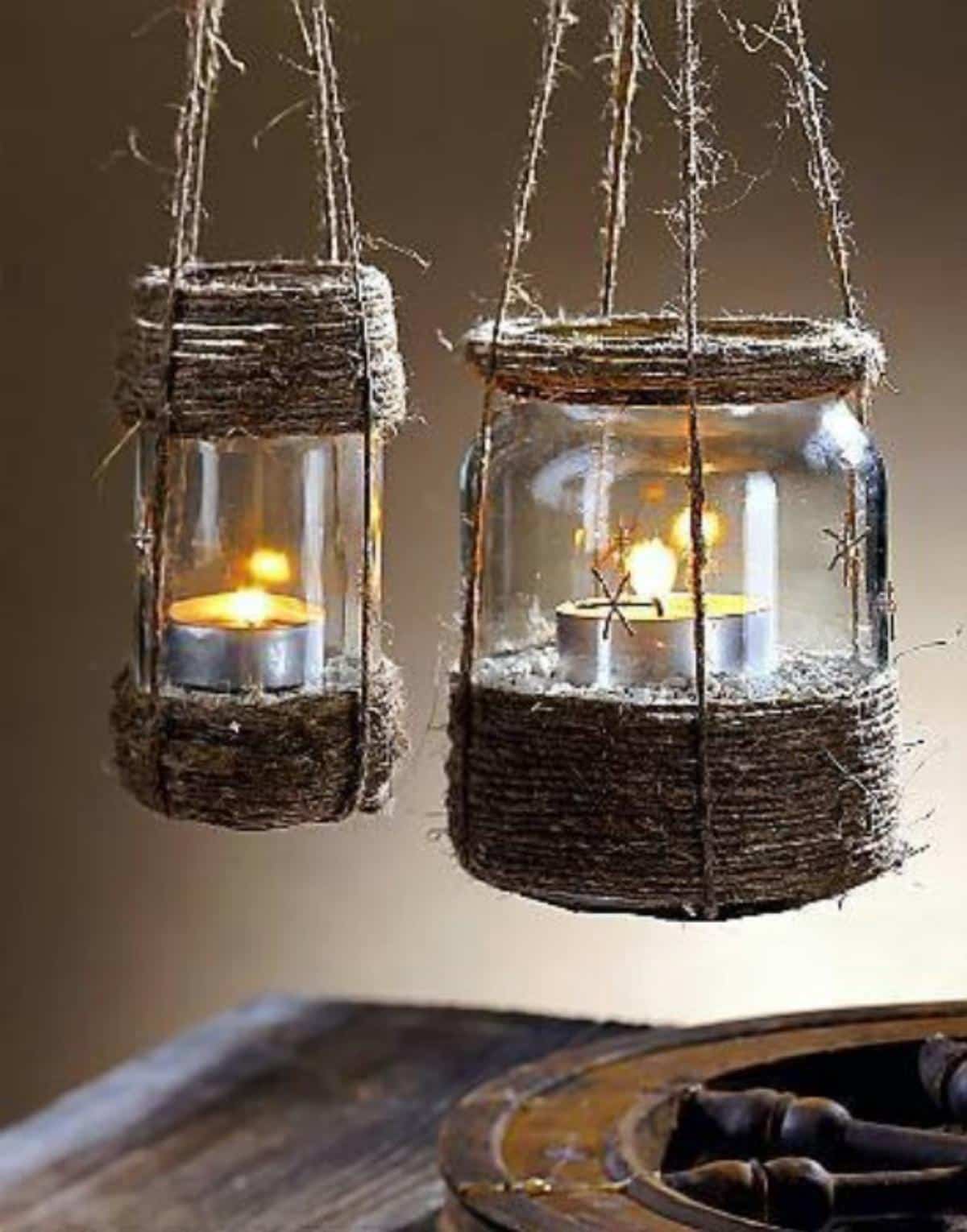 Rustic Twine Jar Lanterns