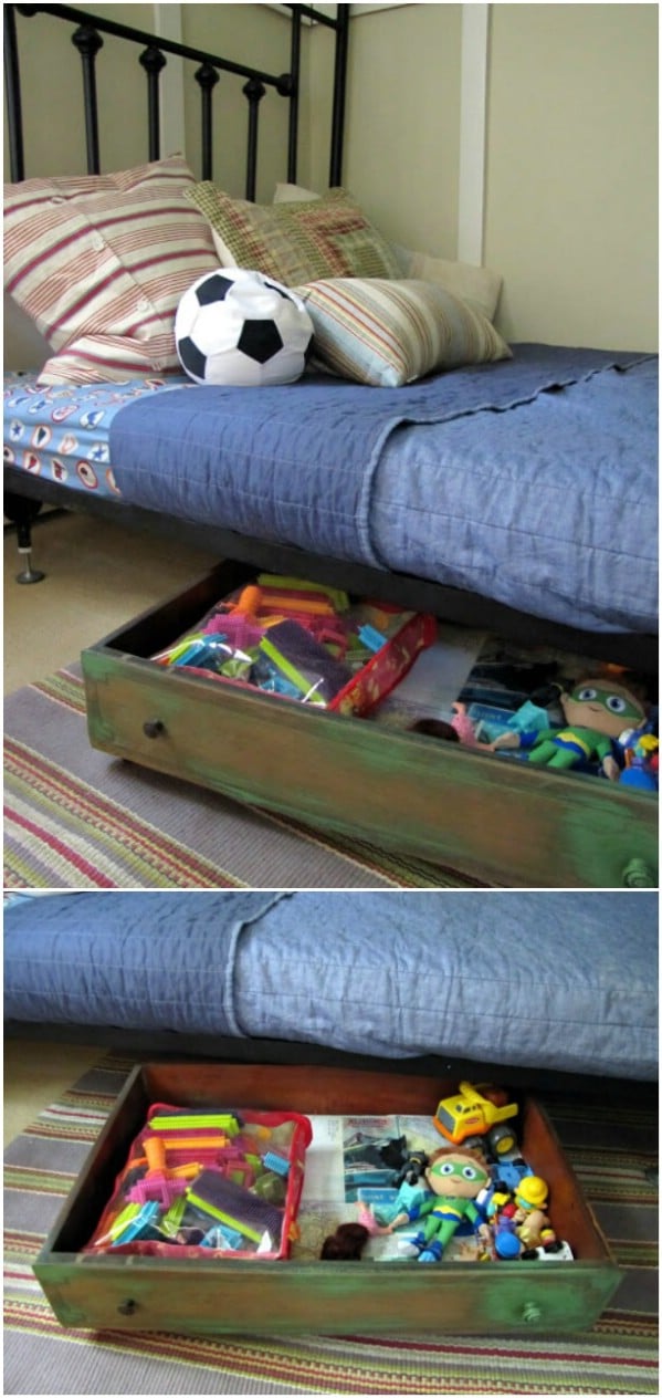 Upcycled Drawers Into Under Bed Storage