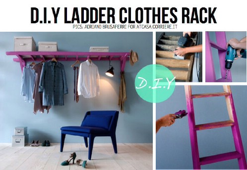 DIY Ladder Mini Closet