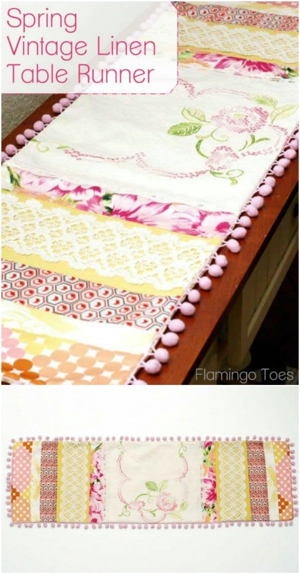 Upcycled Sheet Into Table Runner