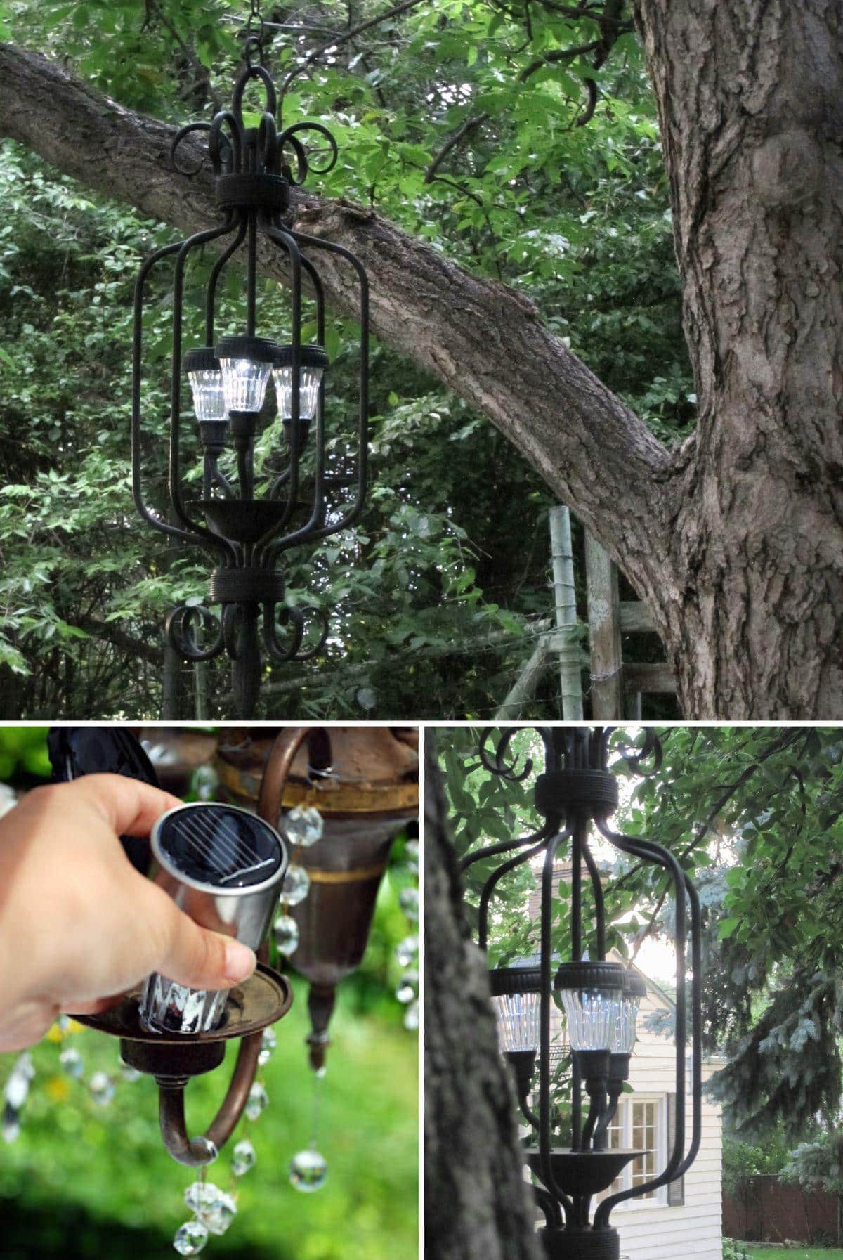 Upcycled Solar Outdoor Chandelier