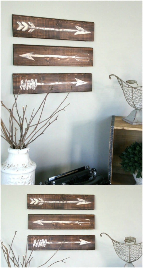 Rustic Painted Arrow Wooden Sign width=