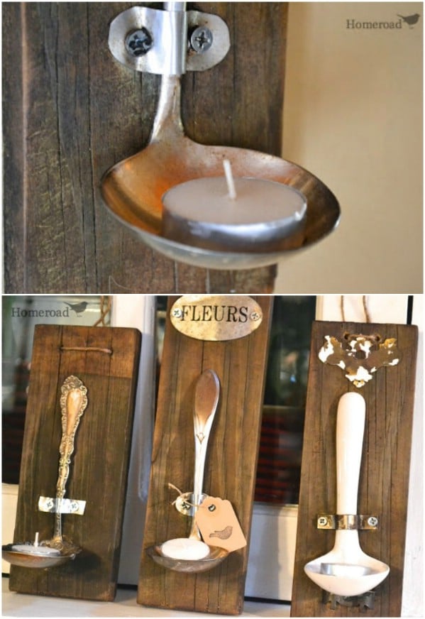 DIY Rustic Ladle Tealight Holders