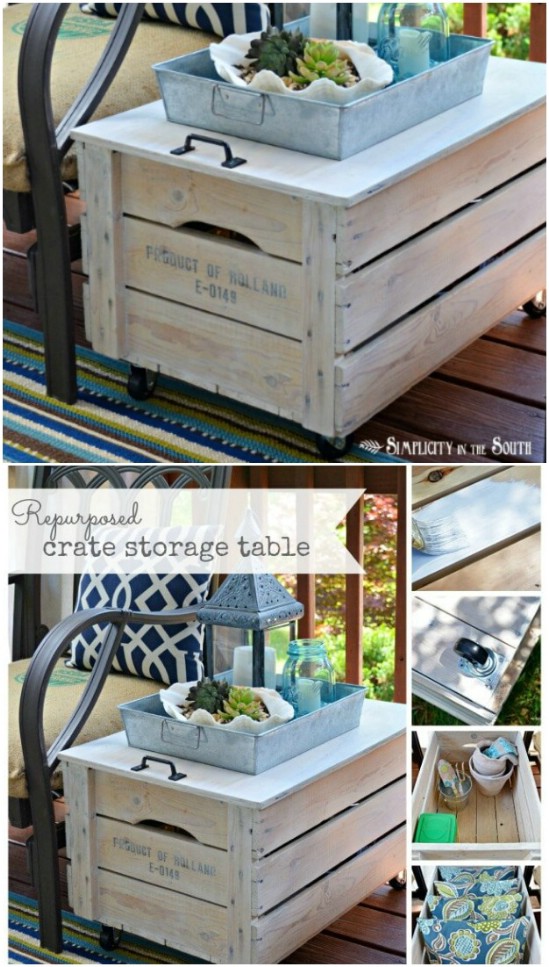 DIY Repurposed Crate Storage Table