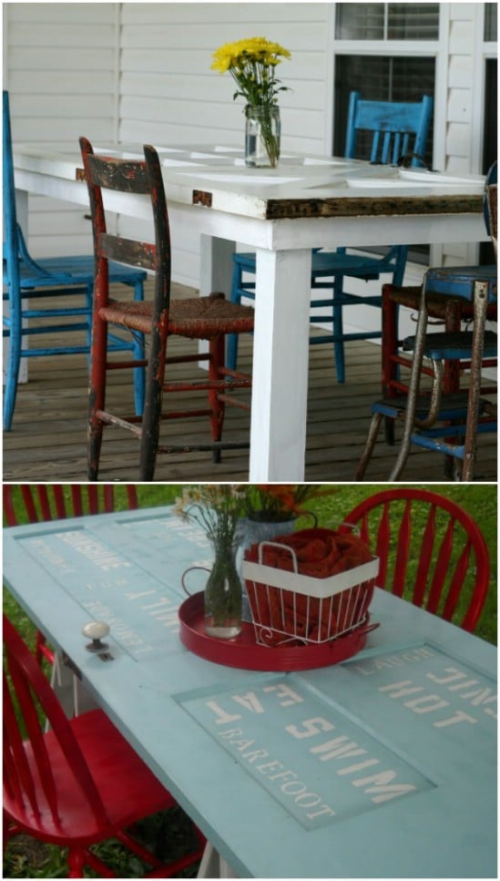 Repurposed Door Outdoor Dining Table