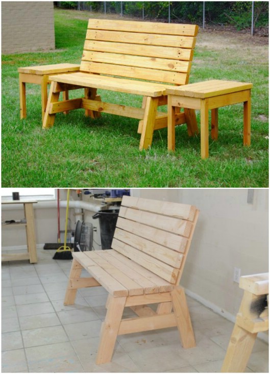 DIY wooden Bench And Side Table