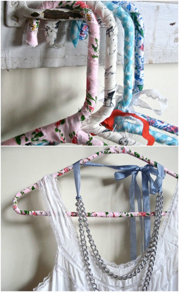Repurposed Sheets Into Fabric Covered Hangers