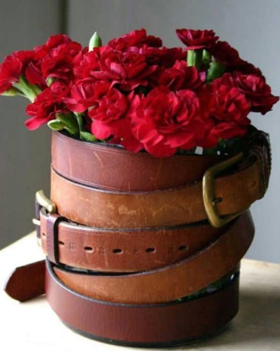 Vintage Belt Wrapped Vase
