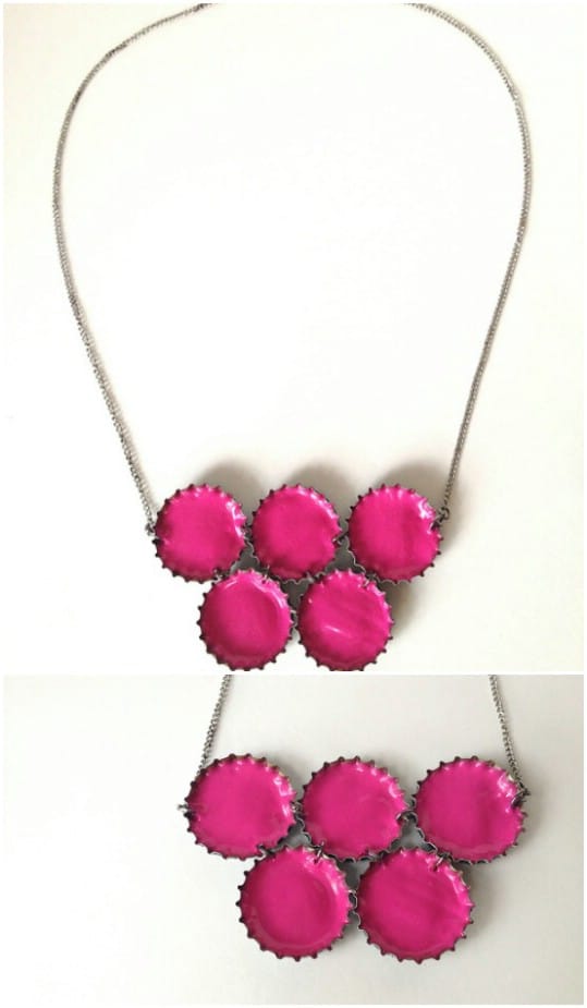 Upcycled Bottle Cap Neon Necklace