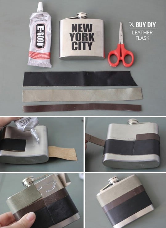 Easy DIY Leather Wrapped Flask