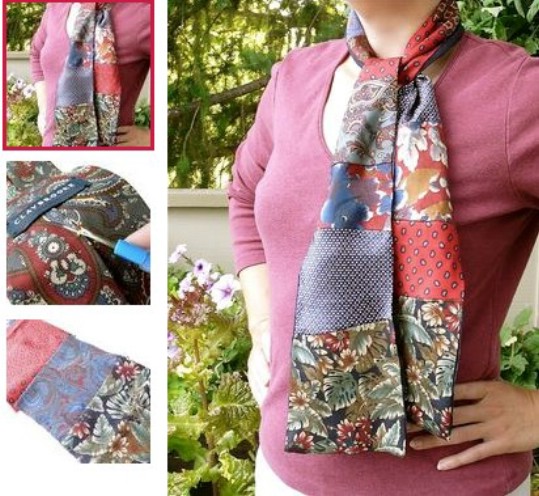 Fashionable Recycled Necktie Scarf