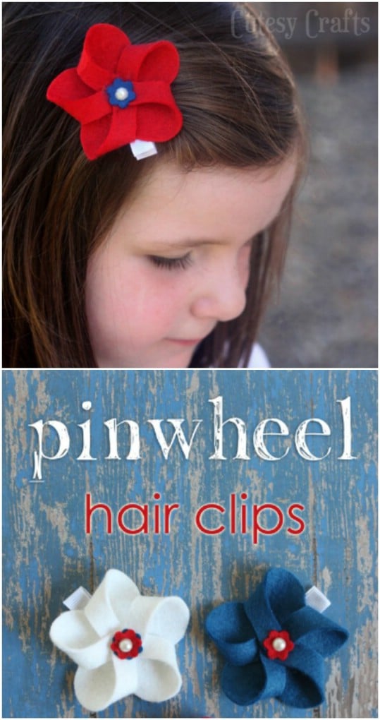 DIY Felt Pinwheel Hair Bows