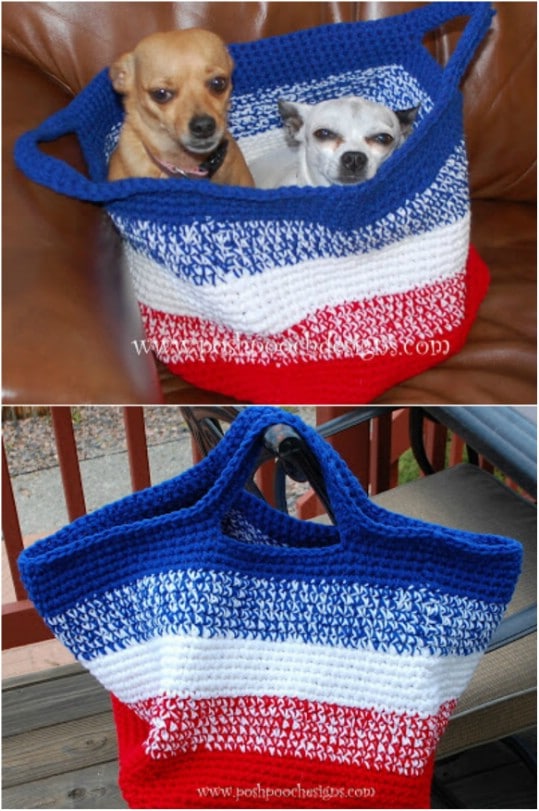 Large Striped Crochet Bag