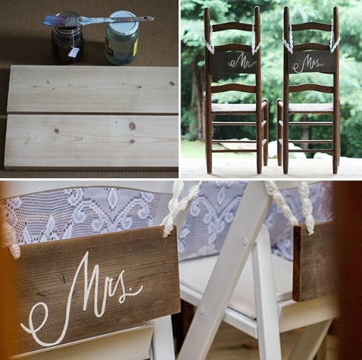 Rustic Wood Bride And Groom Chair Signs
