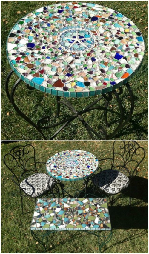 Sea Glass Mosaic Tabletop