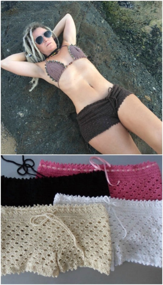 Crochet Beach Shorts Cover Up