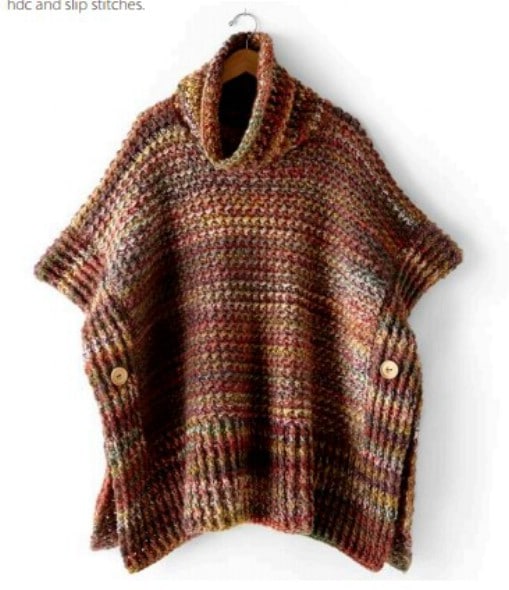 Easy Tweed Look Poncho Sweater
