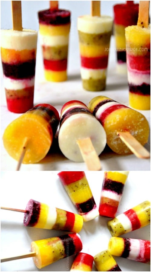 Cool Striped Fruit Popsicles