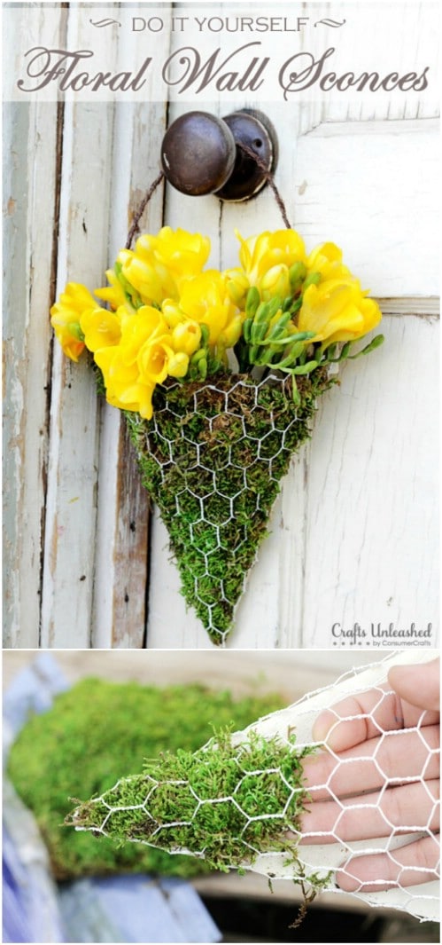 Easy DIY Floral Wall Sconce