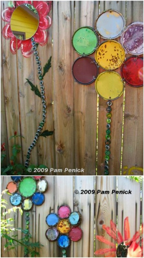 Upcycled Paint Lid Flowers