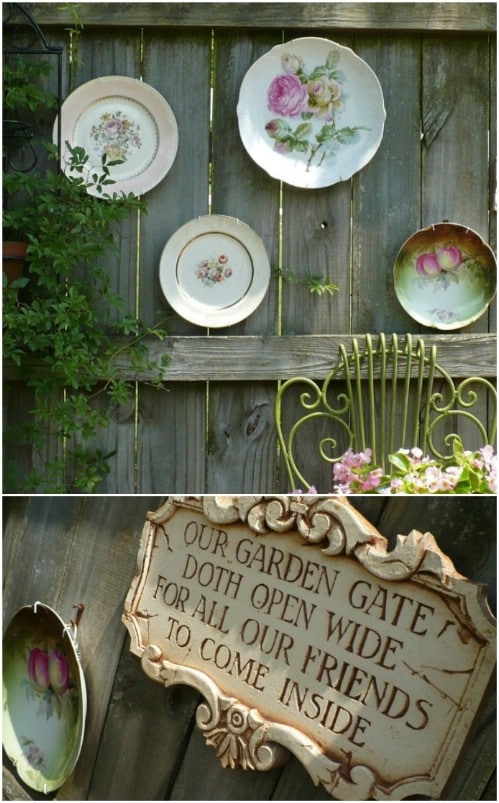 Repurposed Plate Fence Décor