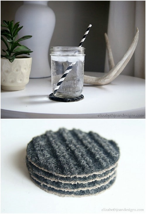 Upcycled Carpet Drink Coasters