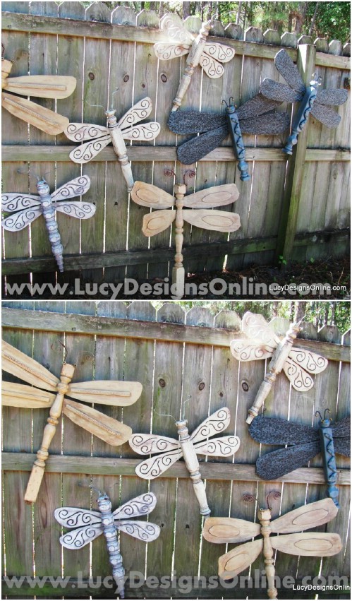 Upcycled Table Leg Dragonflies
