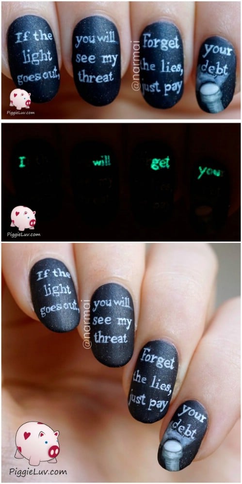 DIY Creepy Glow In The Dark Message Nails