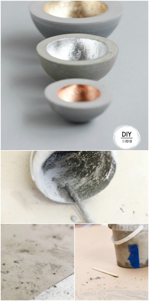 DIY Stackable Metallic Concrete Bowl Set