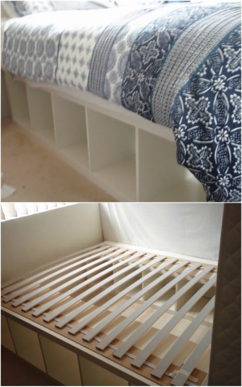 Repurposed IKEA Expedit Bookcase Under Bed Storage