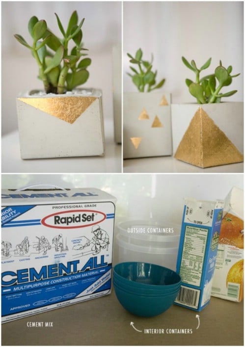 Gold Leaf Cement Pots