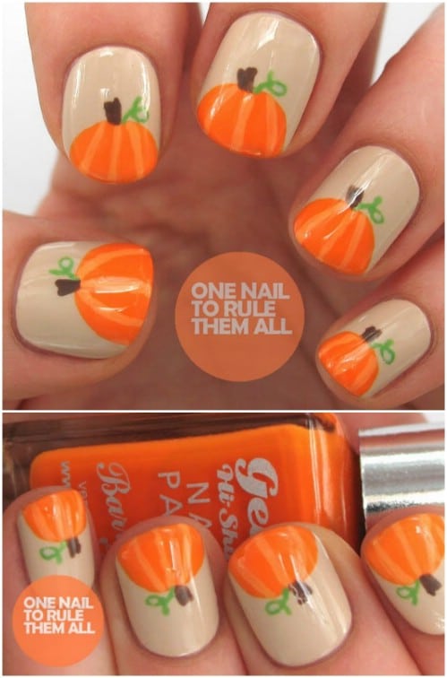 Get Simple Halloween Nails Pumpkin Background