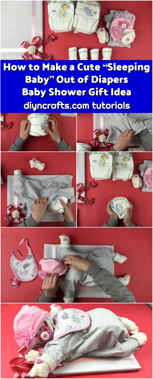 How to Make a Cute “Sleeping Baby” Out of Diapers - Baby Shower Gift Idea