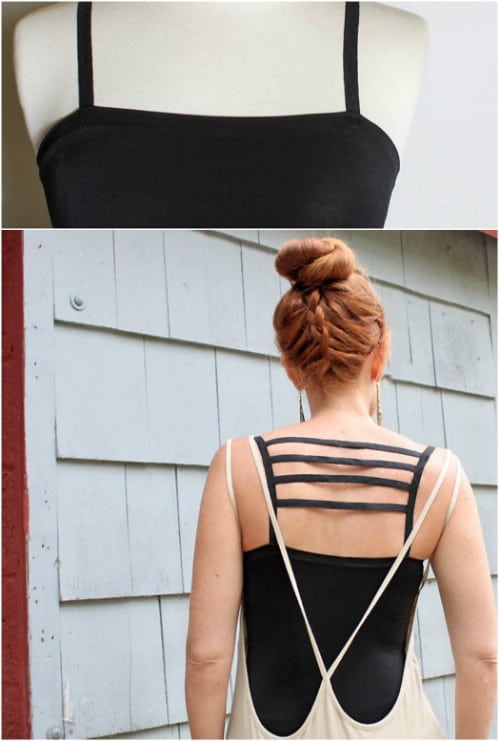 Add some extra straps to the back of a tank top.