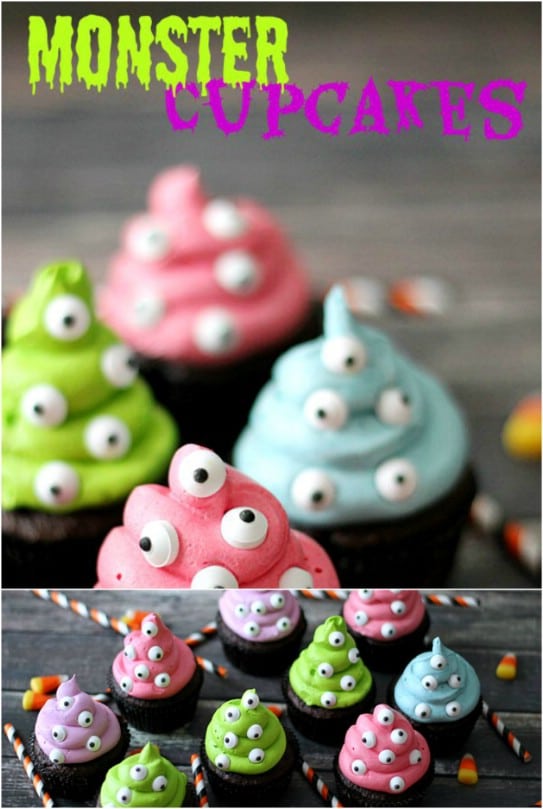 Easy Colorful Monster Cupcakes