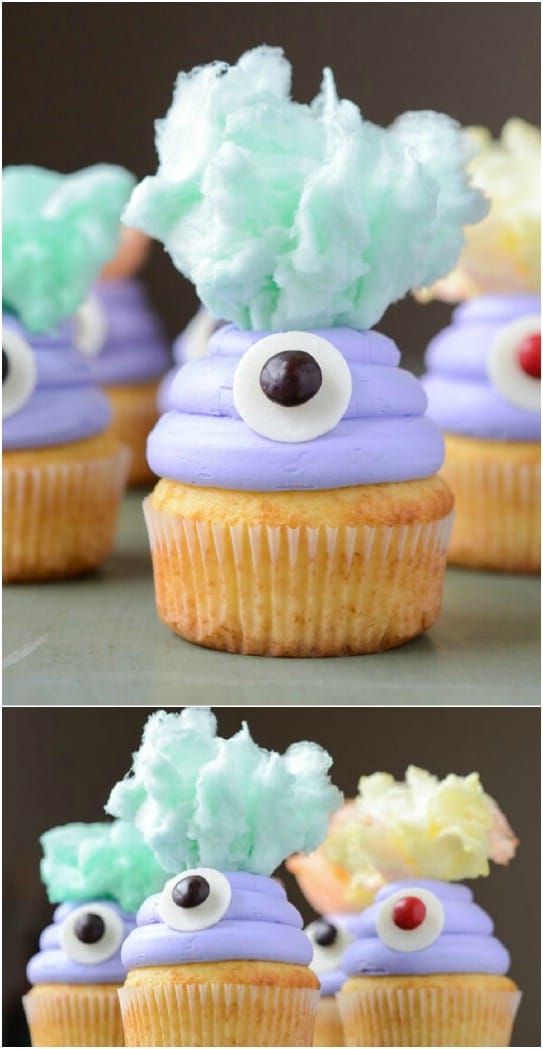 Cotton Candy Monster Cupcakes