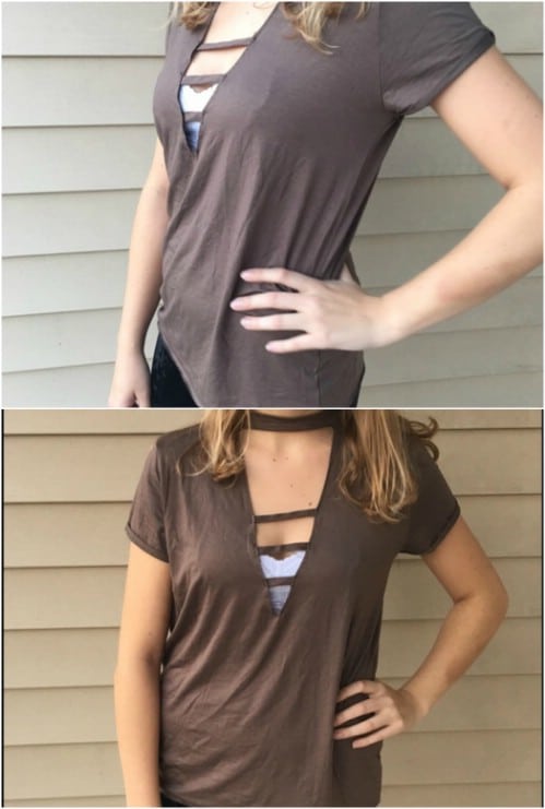 Make a ladder down the front of a T-shirt.