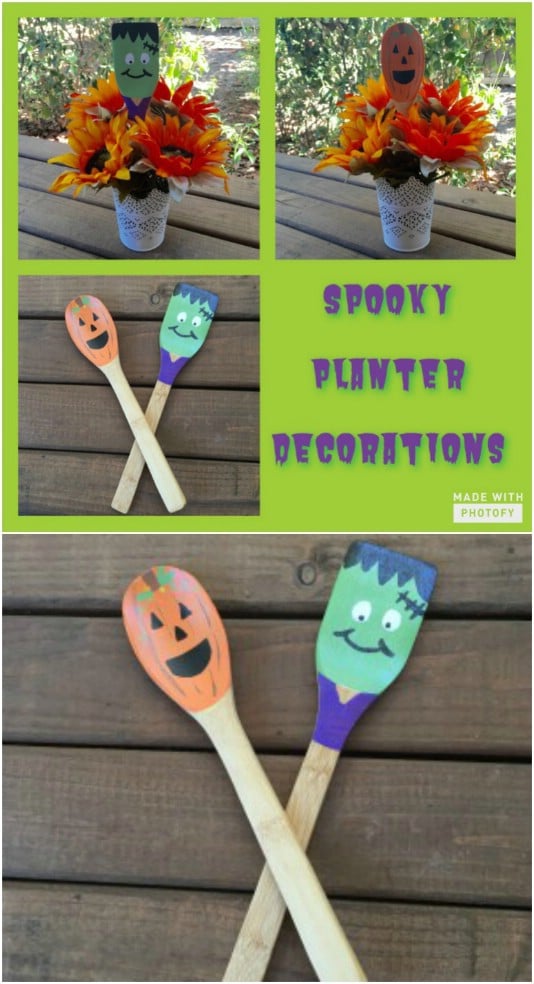 Upcycled Wooden Spoon Spooks - 25 Fantastic Reclaimed Wood Halloween Decorations For Your Home And Garden