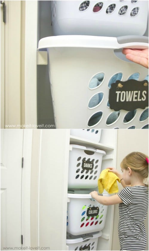 Slide In Laundry Basket Recycling - 20 DIY Home Recycling Bins That Help You Organize Your Recyclables