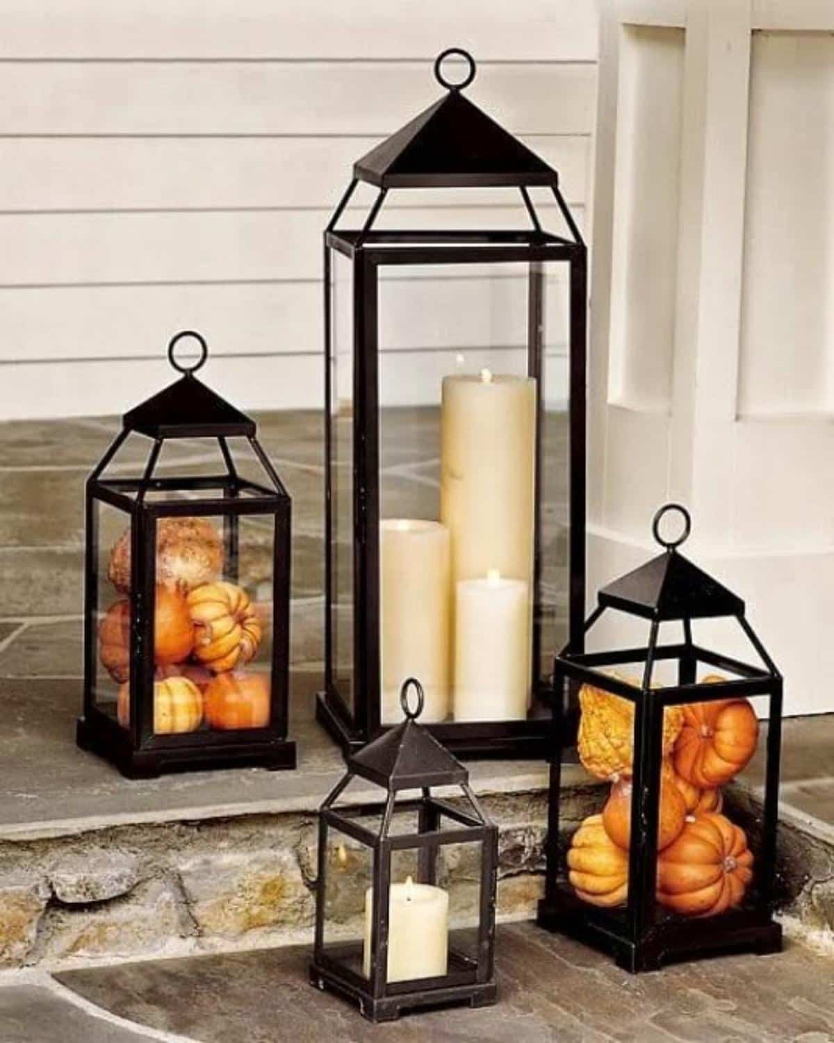 Pumpkin Filled Outdoor Lanterns