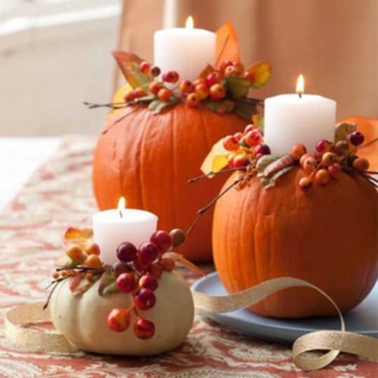 Carved Pumpkin Candleholders