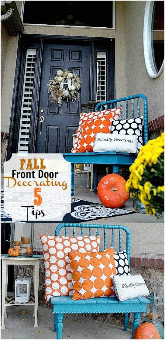 Pretty Fall Polka Dot Themed Front Porch