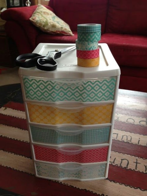 Decorate your bins with washi tape.