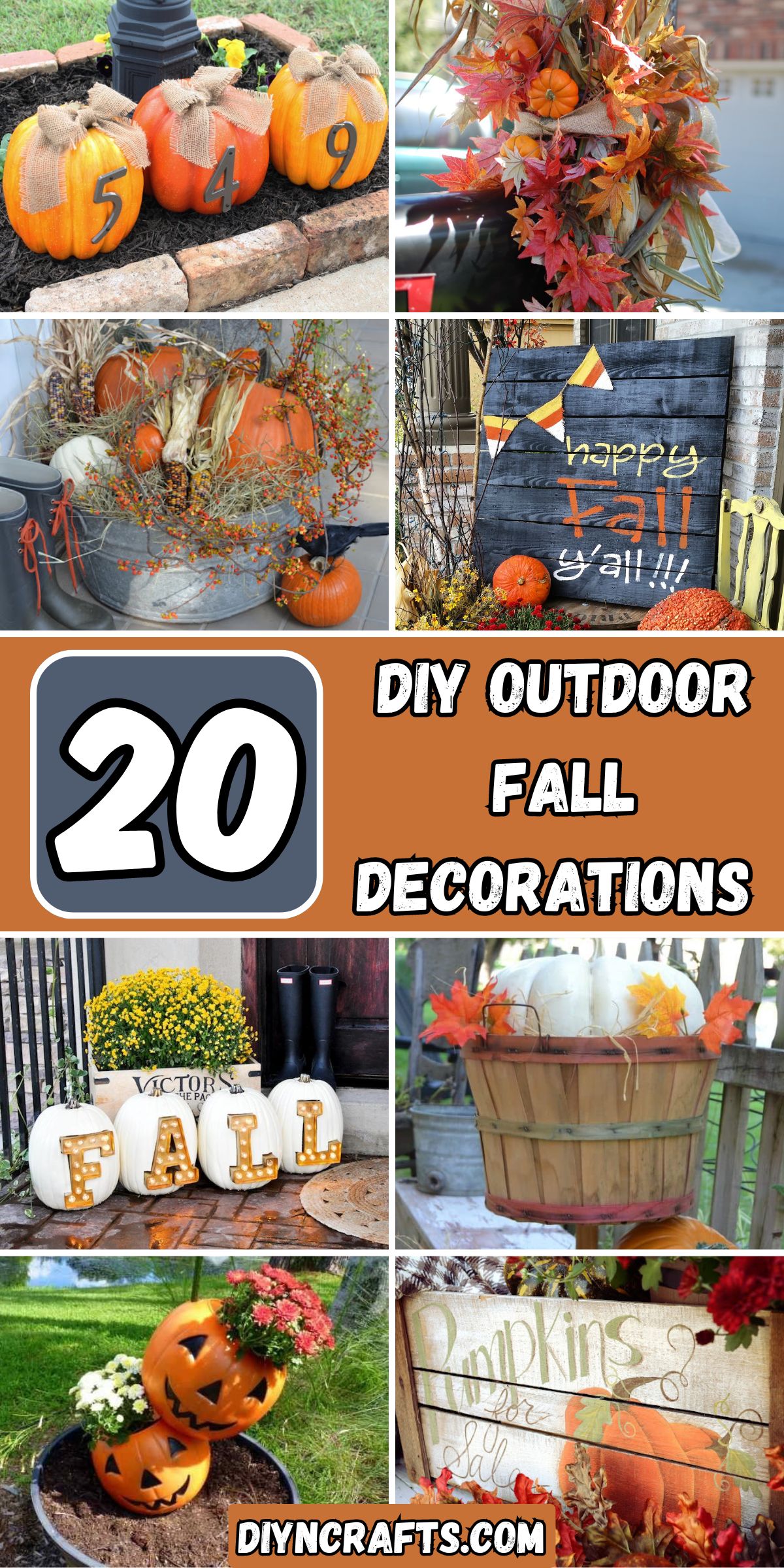 20 DIY Outdoor Fall Decorations That'll Beautify Your Lawn And Garden collage.