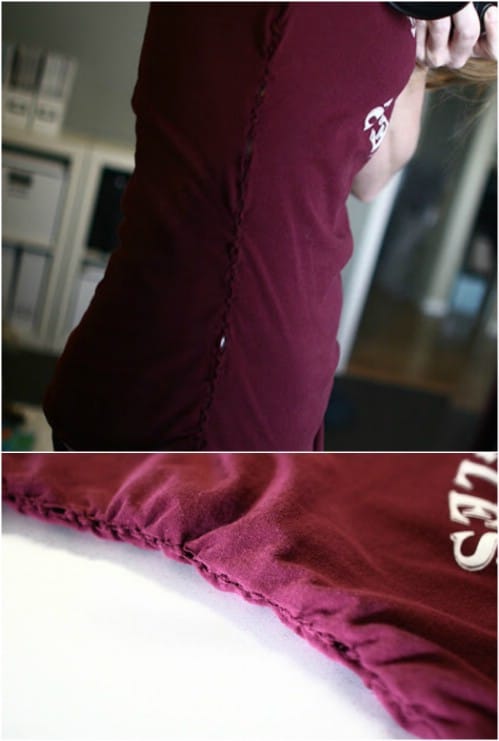 Convert a baggy T-shirt into a fitted tee without sewing.