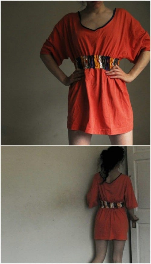Make a cute, simple dress out of a long tee.