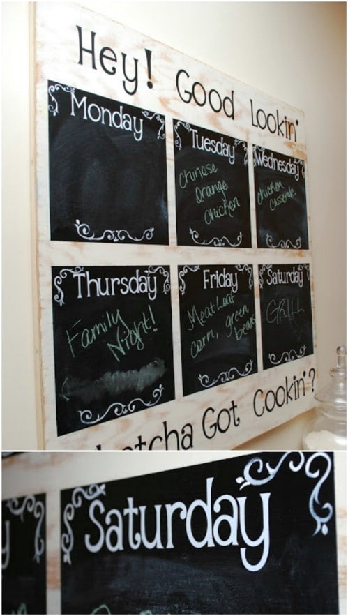 Check out one more beautiful chalkboard organizer.