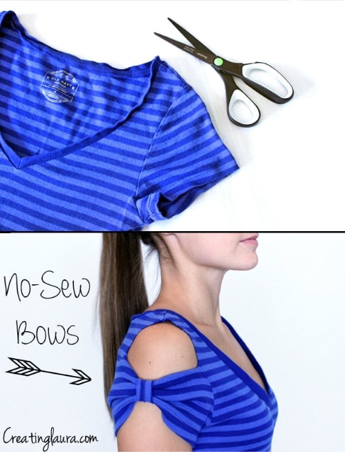 Create no-sew T-shirt bows.