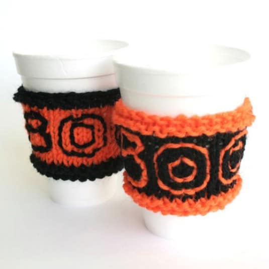 Easy To Knit Halloween Cup Sleeves
